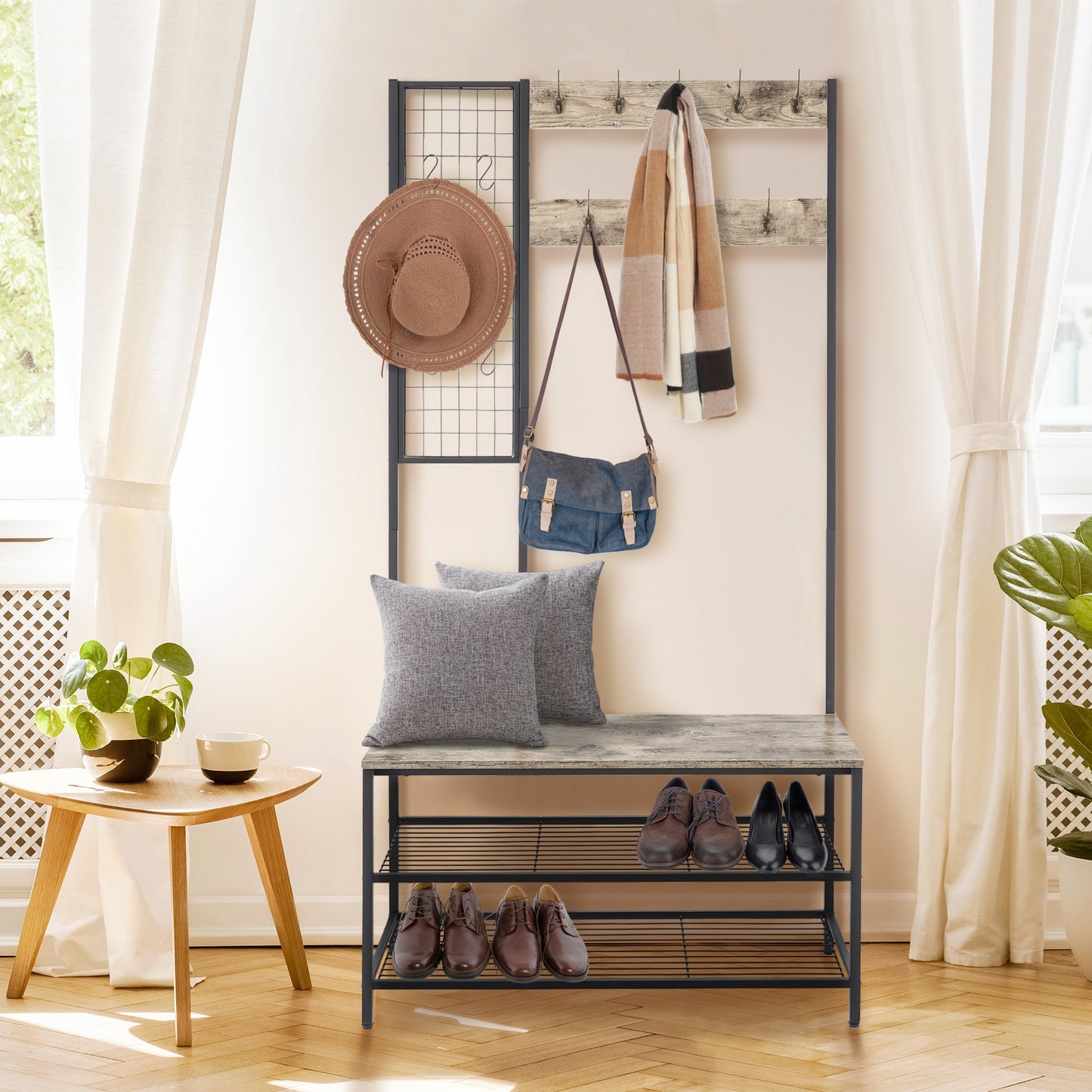 Entryway Hall Tree with Shoe Storage