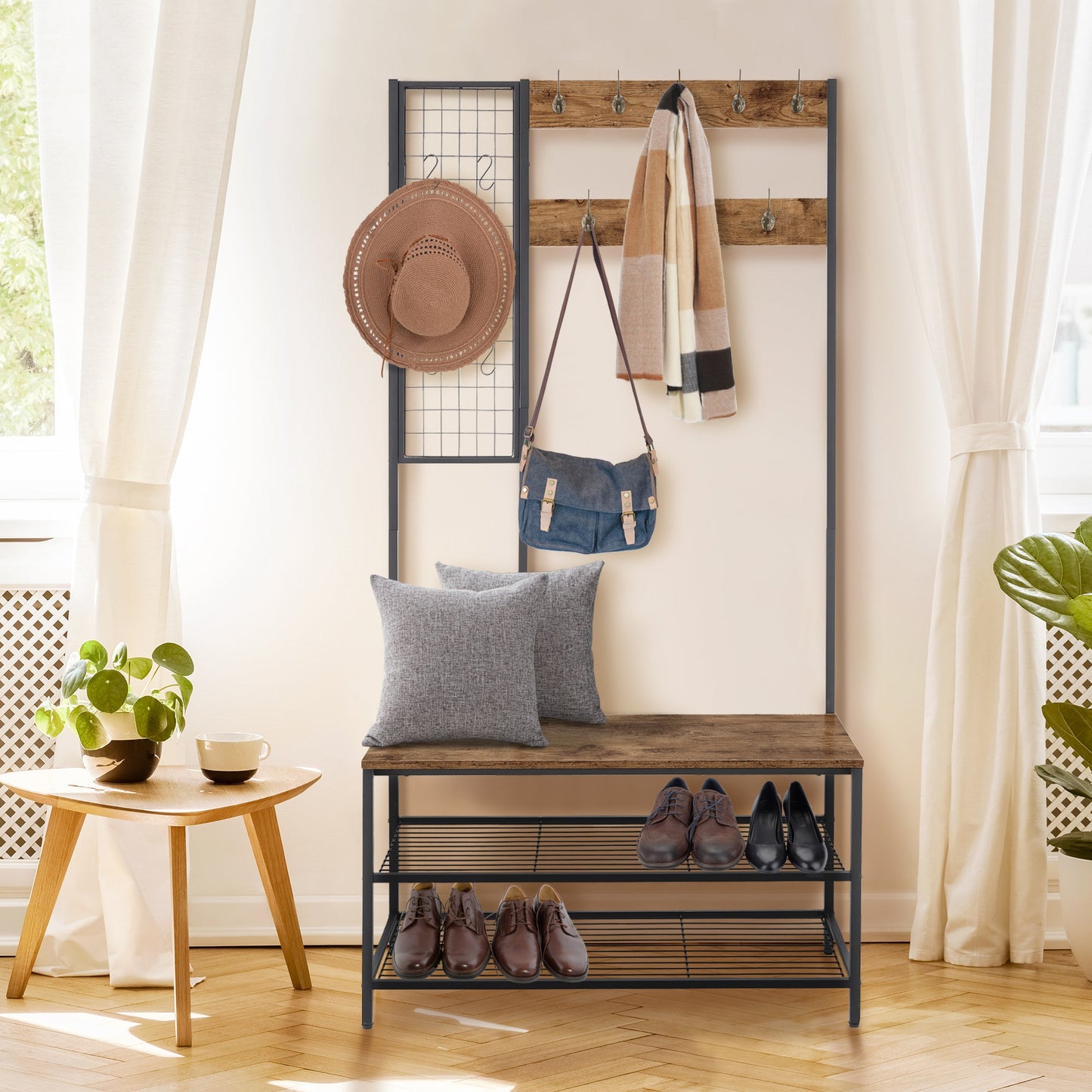 Entryway Hall Tree with Shoe Storage