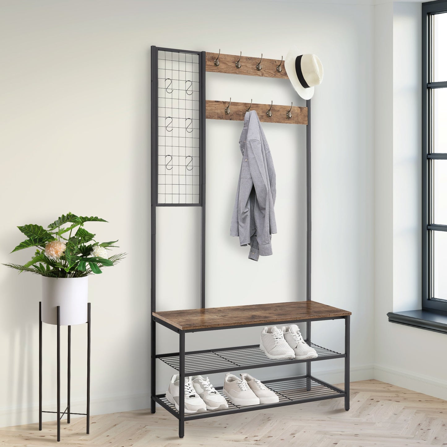 Entryway Hall Tree with Shoe Storage