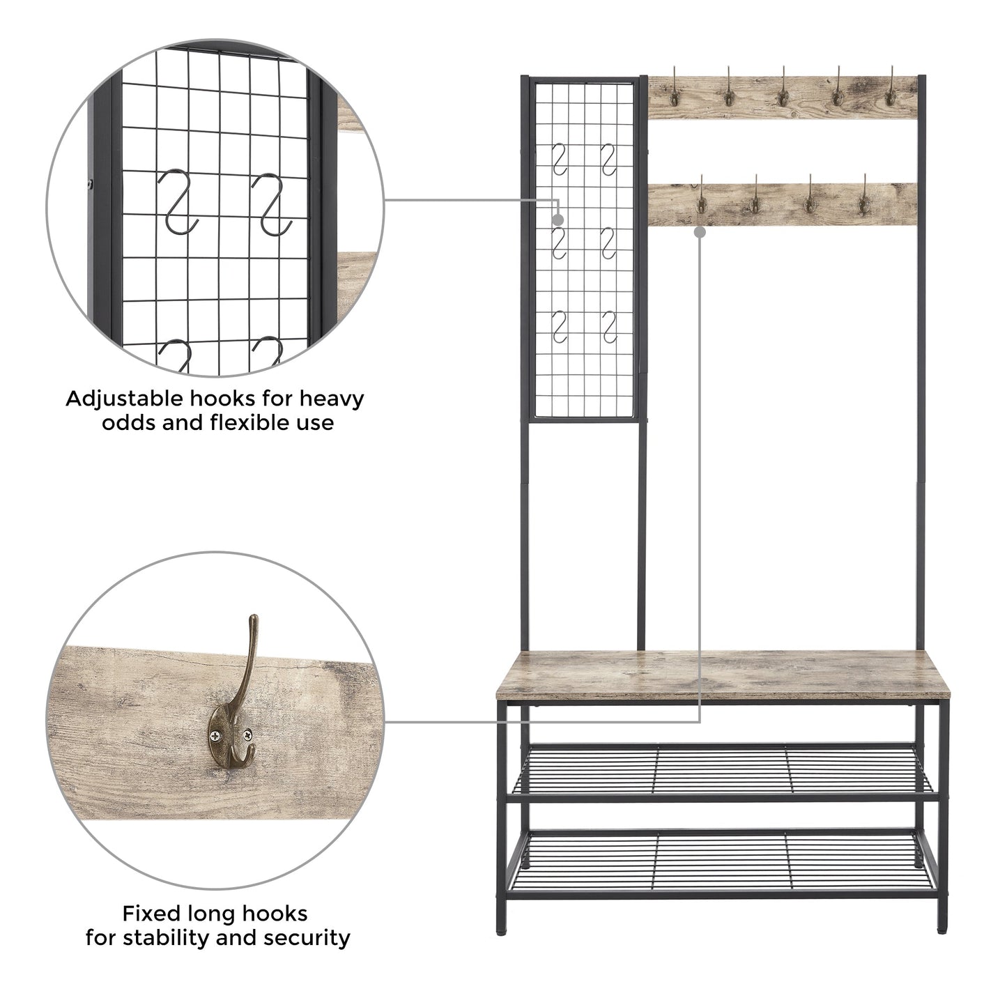 Entryway Hall Tree with Shoe Storage