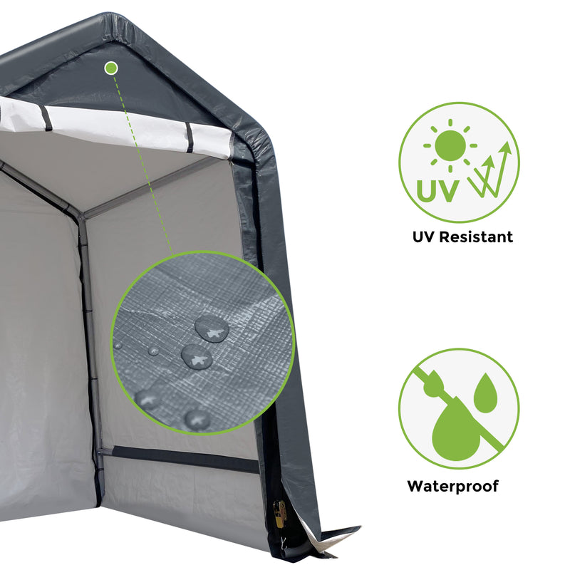 6x6 ft Outdoor Storage Shelter, Roll-up Door Portable Garage Kit Tent Carport Shed