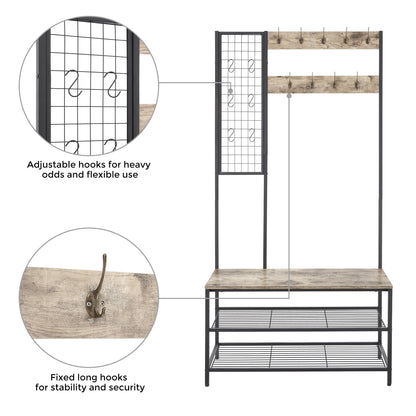 Entryway Hall Tree with Shoe Storage