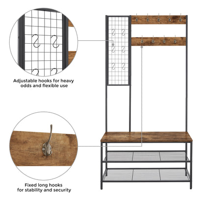 Entryway Hall Tree with Shoe Storage
