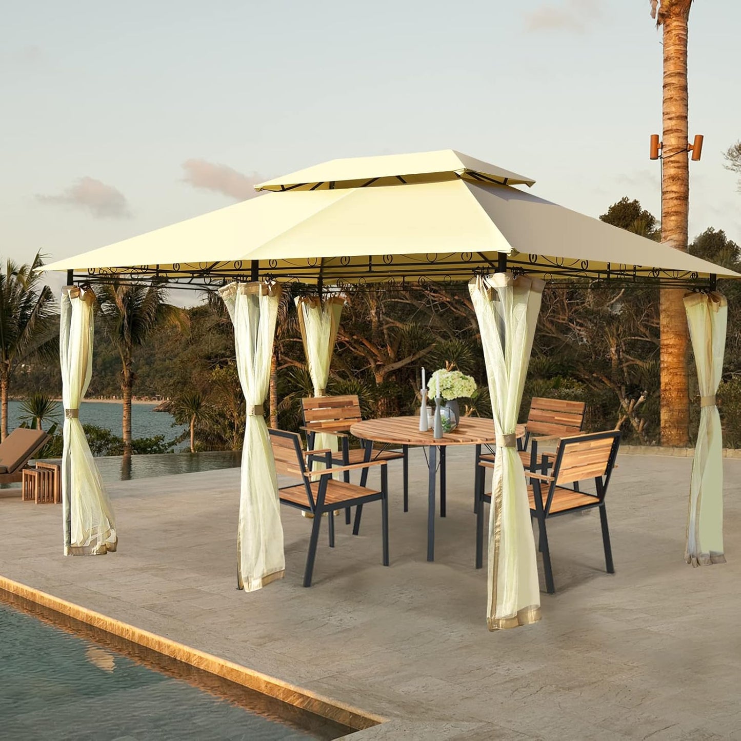 10 x 13 FT Patio Outdoor Gazebo with Netting