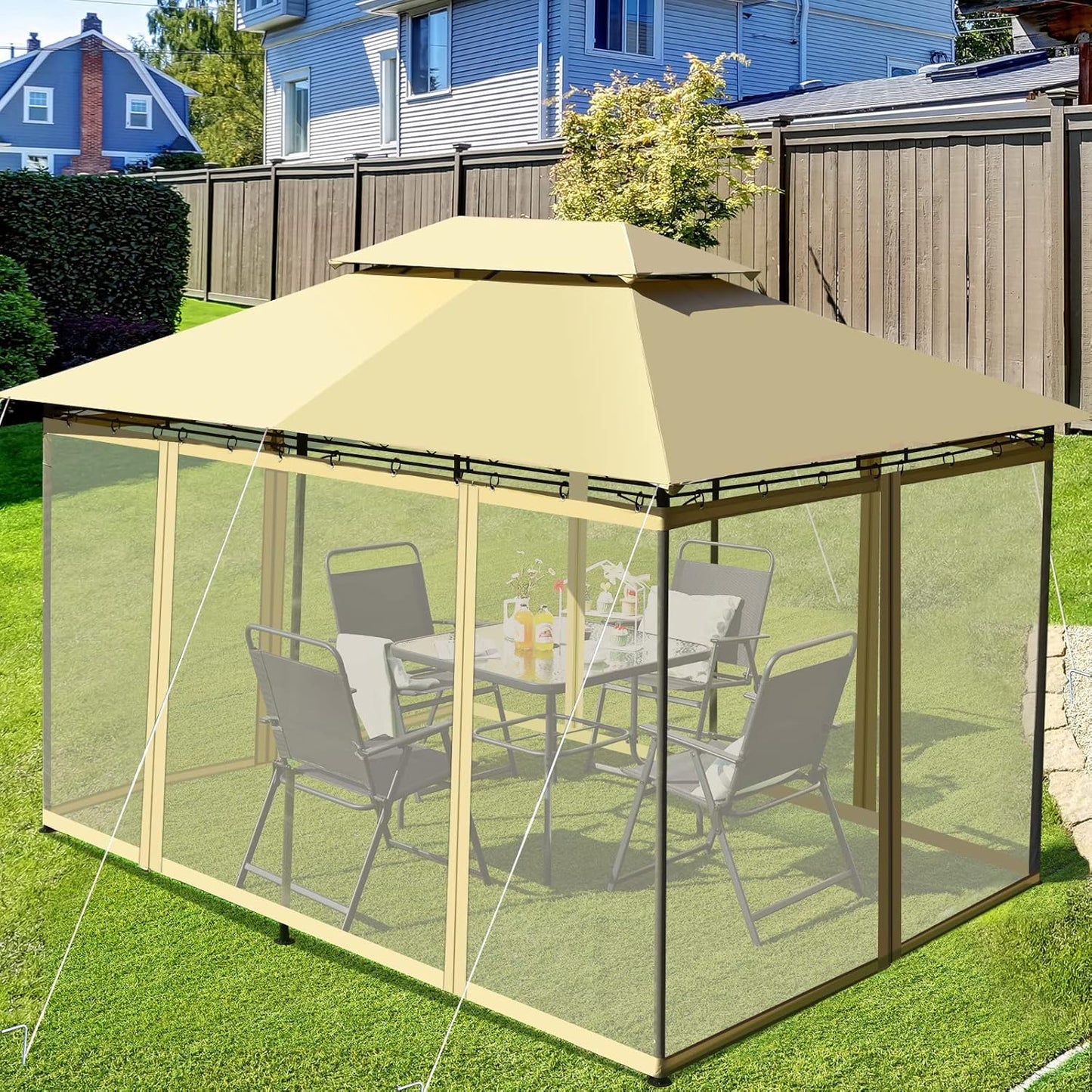 10 x 13 FT Patio Outdoor Gazebo with Netting