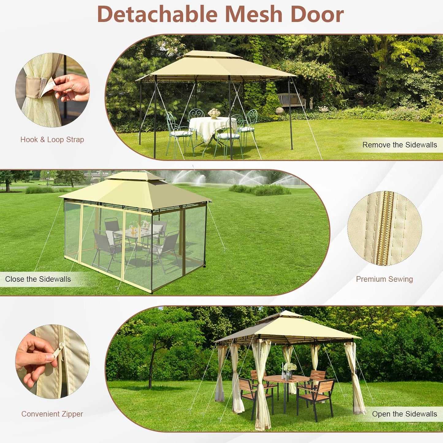 10 x 13 FT Patio Outdoor Gazebo with Netting