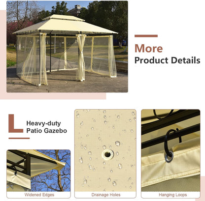 10 x 13 FT Patio Outdoor Gazebo with Netting