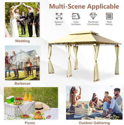 10 x 13 FT Patio Outdoor Gazebo with Netting