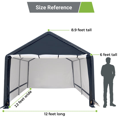 12x12 ft Outdoor Storage Shelter, Roll-up Door Portable Garage Kit Tent Carport Shed