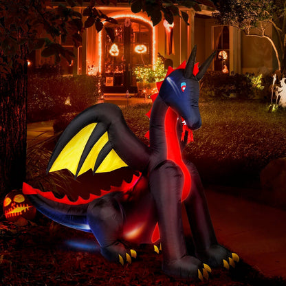 9 Foot Tall Inflatable Halloween Dragon With LED & Fire Light