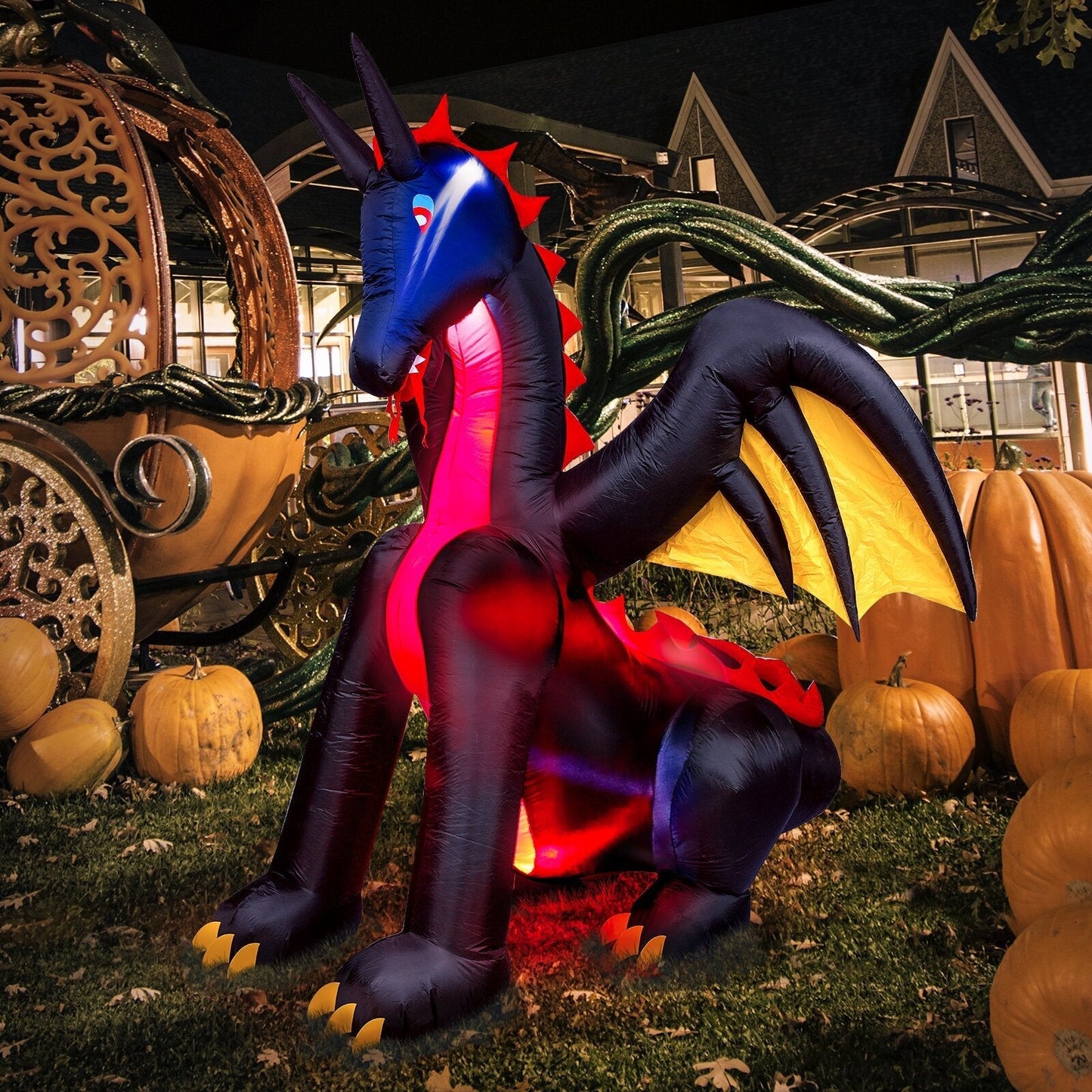 9 Foot Tall Inflatable Halloween Dragon With LED & Fire Light